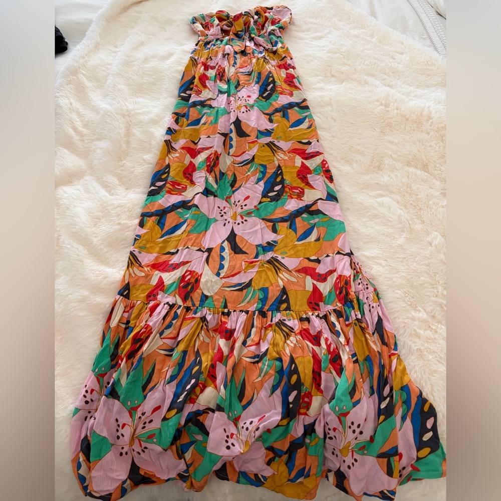 O'Neill Multicolor Floral Maxi Dress - Pink, Green, Mustard